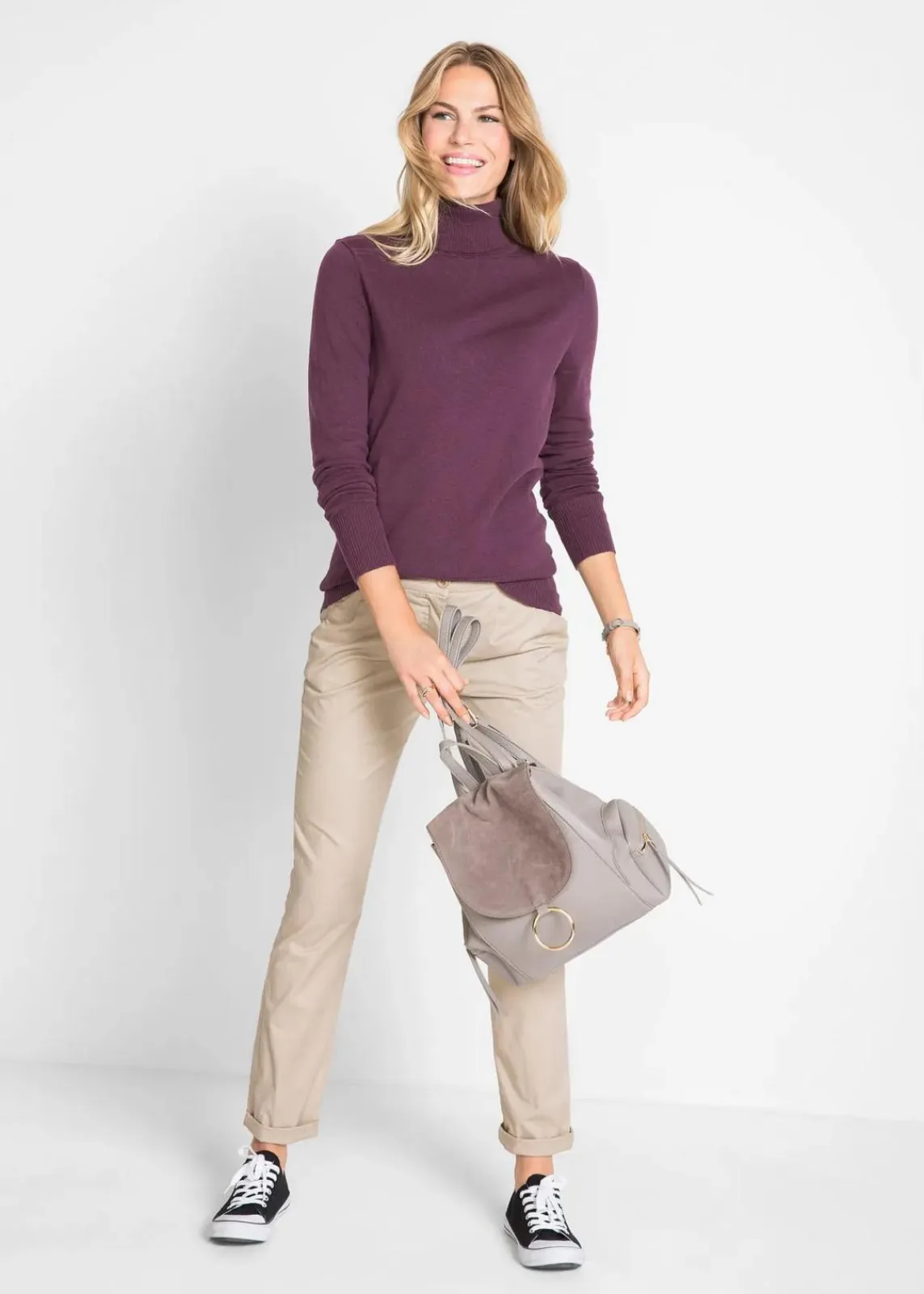 bonprix Pullover & Strickjacken|Basics^Basic Rollkragenpullover holunderbeere