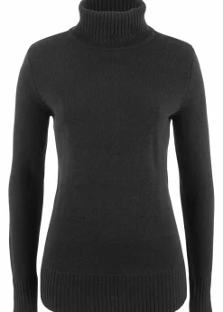 bonprix Strickmode|Pullover & Strickjacken^Basic Rollkragenpullover schwarz