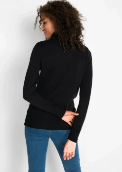 bonprix Strickmode|Pullover & Strickjacken^Basic Rollkragenpullover schwarz