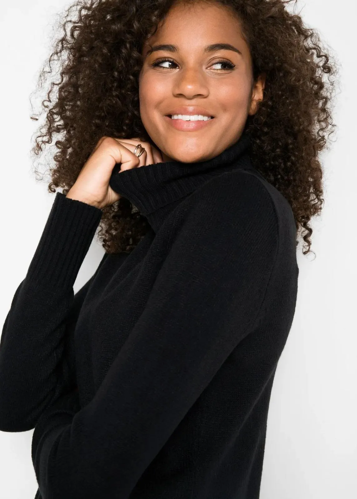 bonprix Strickmode|Pullover & Strickjacken^Basic Rollkragenpullover schwarz