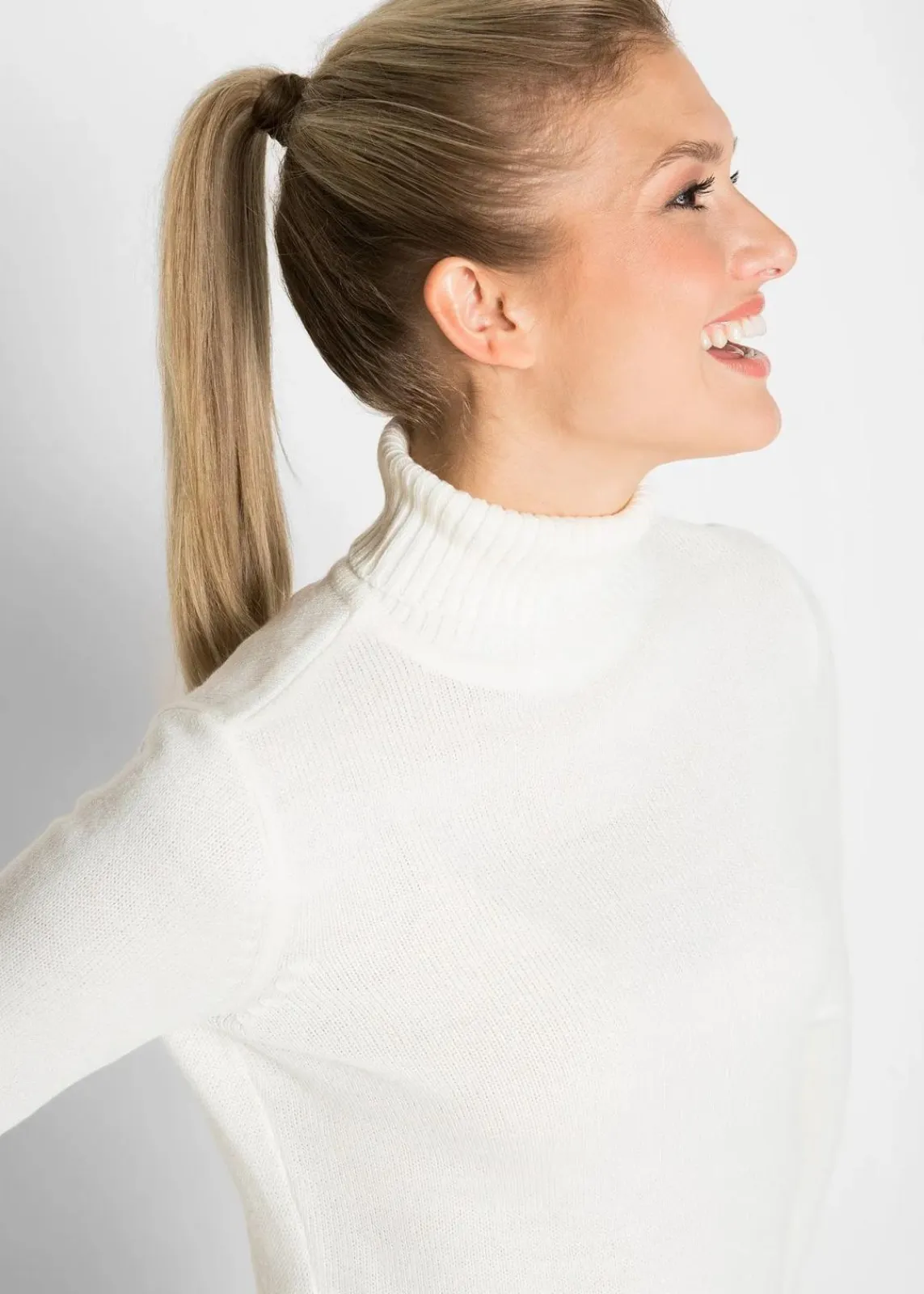 bonprix Strickmode|Pullover & Strickjacken^Basic Rollkragenpullover wollweiß