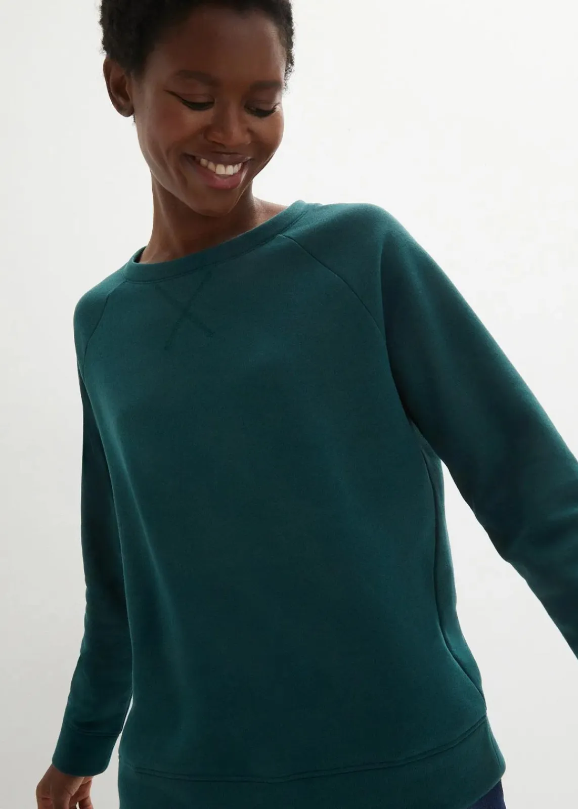 bonprix Bekleidung·Röcke|Bekleidung·Blusen & Tuniken^Basic Sweatshirt petrolgrün
