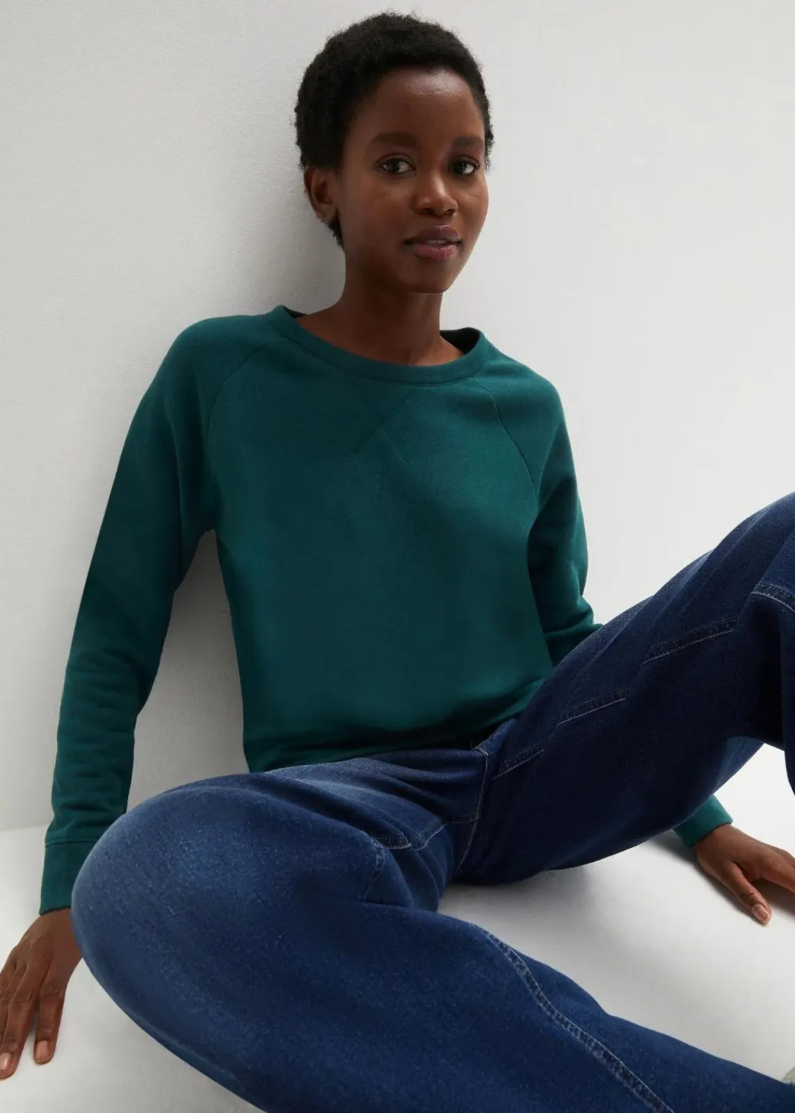 bonprix Bekleidung·Röcke|Bekleidung·Blusen & Tuniken^Basic Sweatshirt petrolgrün