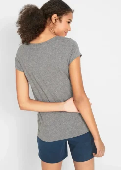 bonprix Nachhaltigere Materialien|Umstandsmode^Basic Umstandsshirts aus Bio-Baumwolle, (2er-Pack)​ dunkelblau+grau meliert