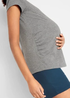 bonprix Nachhaltigere Materialien|Umstandsmode^Basic Umstandsshirts aus Bio-Baumwolle, (2er-Pack)​ dunkelblau+grau meliert