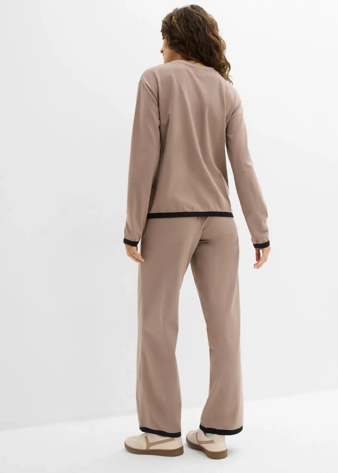 bonprix Hosen|Bekleidung·Kleider^Baumwoll - Jogginganzug (Doppelpack 2-tlg. Set) taupe/schwarz