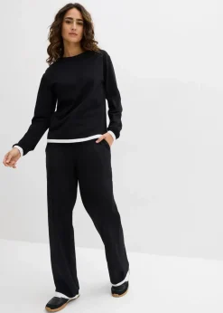 bonprix Bekleidung·Kleider|Hosen^Baumwoll - Jogginganzug (Doppelpack 2-tlg. Set) schwarz/weiß