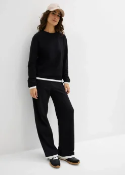 bonprix Bekleidung·Kleider|Hosen^Baumwoll - Jogginganzug (Doppelpack 2-tlg. Set) schwarz/weiß