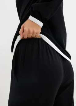 bonprix Bekleidung·Kleider|Hosen^Baumwoll - Jogginganzug (Doppelpack 2-tlg. Set) schwarz/weiß