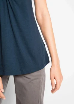 bonprix Shirts & Tops|Nachhaltigere Materialien^Baumwoll Flammgarn-Shirt, Kurzarm dunkelblau