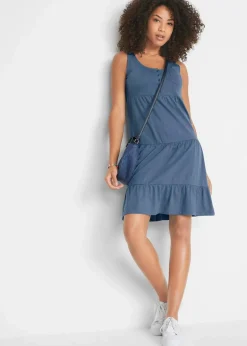 bonprix Bekleidung·Pullover & Strickjacken|Kleider^Baumwoll Jerseykleid, kurz indigo