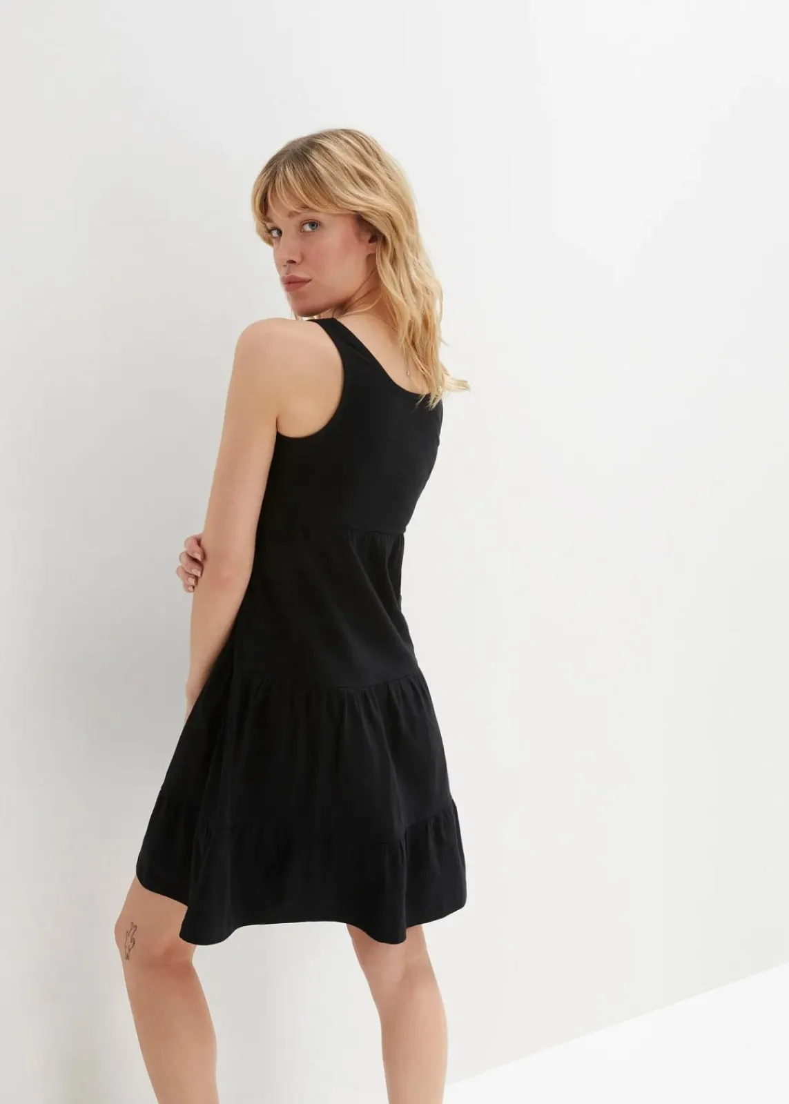 bonprix Kleider|Bekleidung·Pullover & Strickjacken^Baumwoll Jerseykleid, kurz schwarz