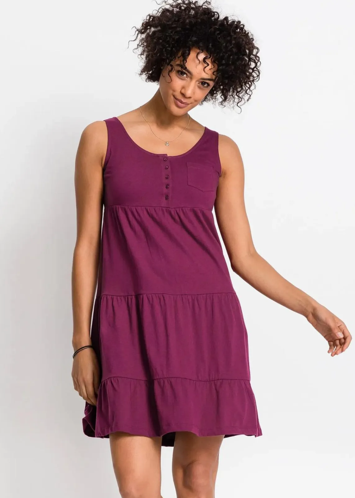 bonprix Kleider|Bekleidung·Pullover & Strickjacken^Baumwoll Jerseykleid, kurz beere