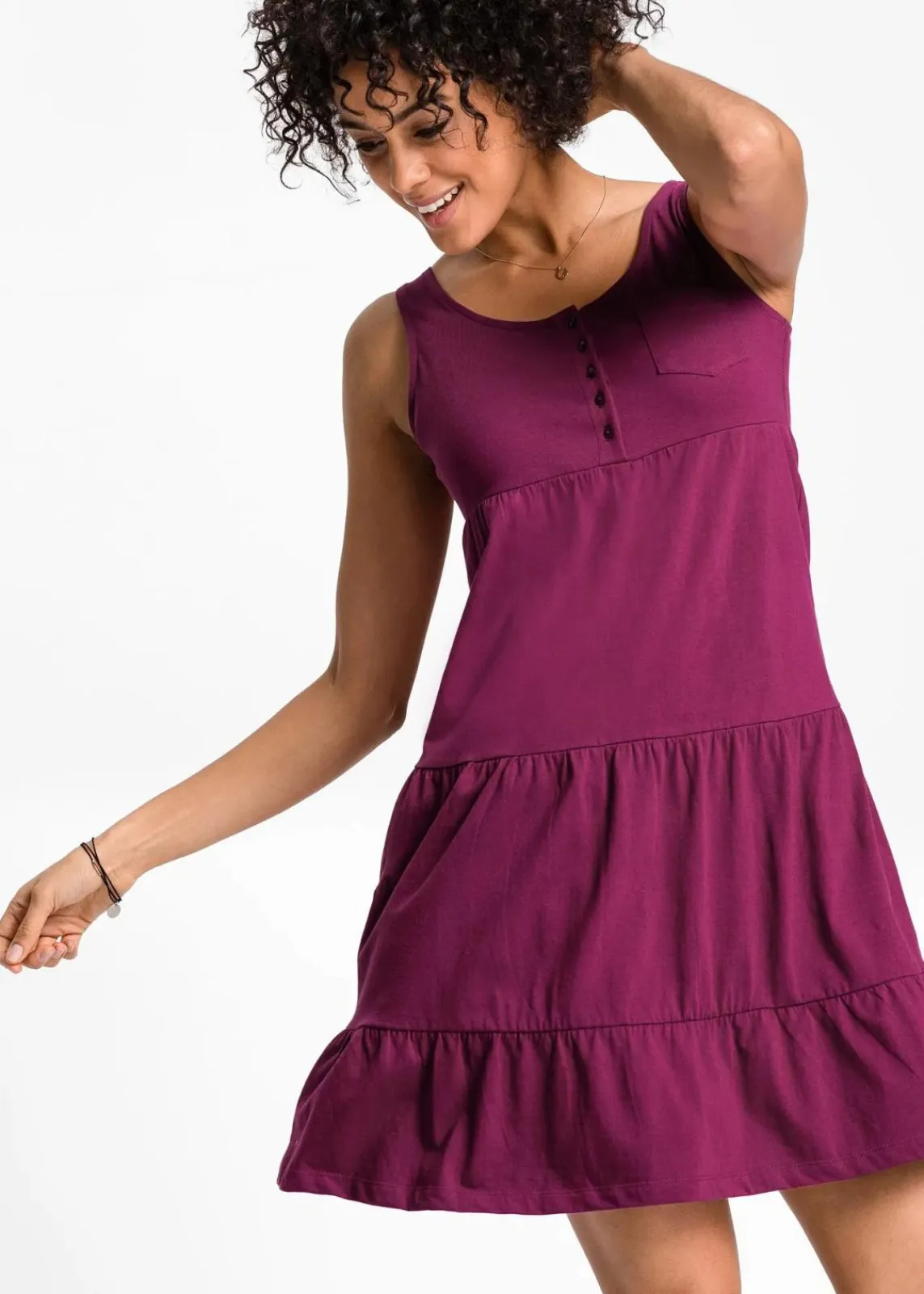 bonprix Kleider|Bekleidung·Pullover & Strickjacken^Baumwoll Jerseykleid, kurz beere