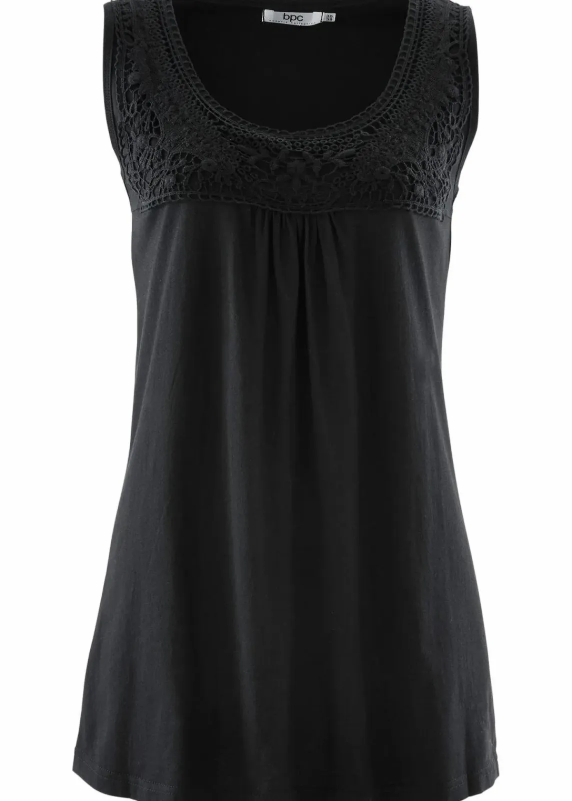 bonprix Shirts & Tops^Baumwoll Longtop mit Spitze schwarz