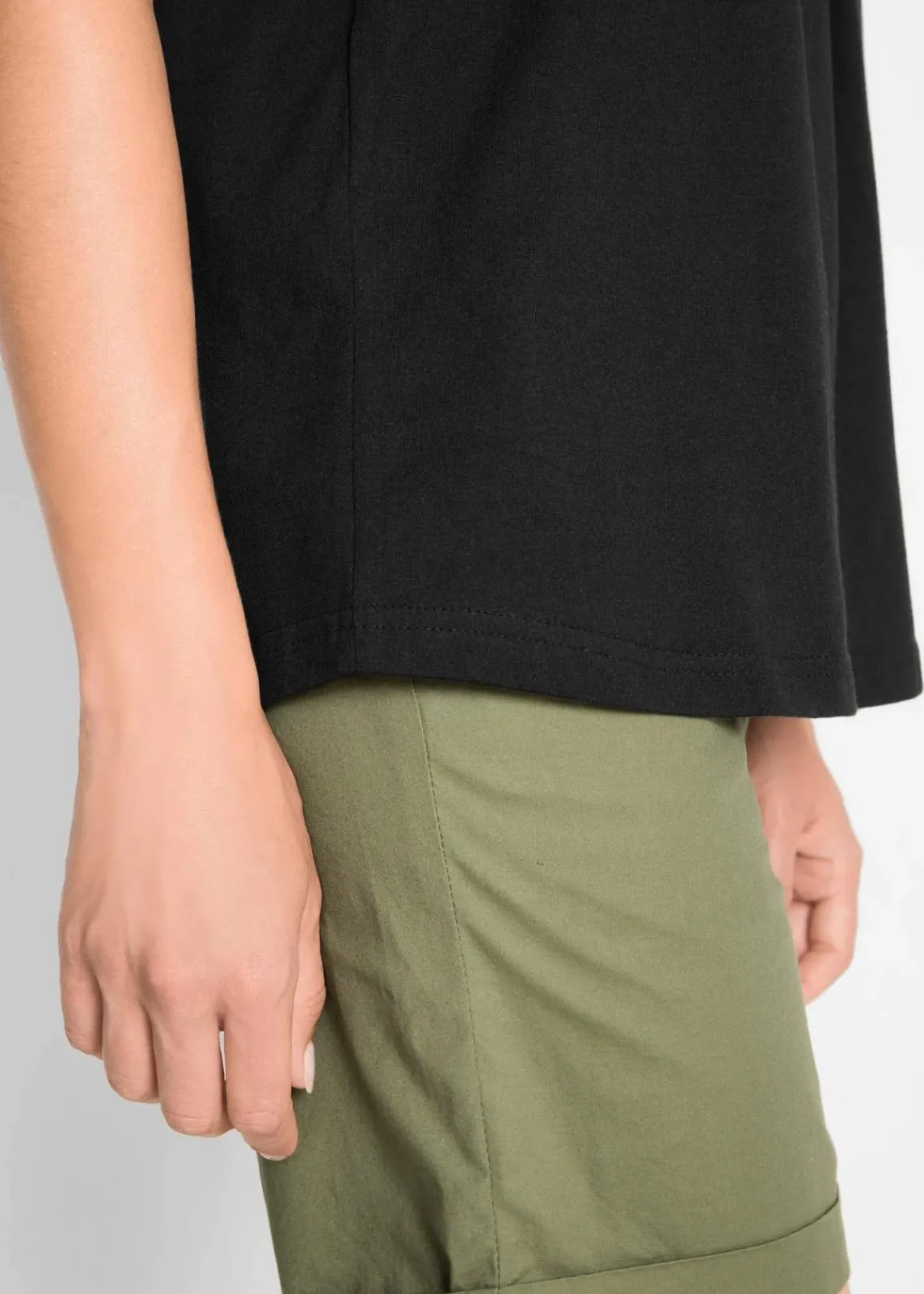 bonprix Shirts & Tops^Baumwoll Longtop mit Spitze schwarz