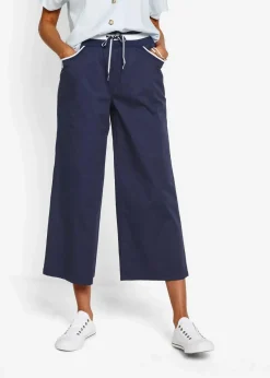bonprix Hosen^Baumwoll Papertouch- Culotte mit Bequembund dunkelblau
