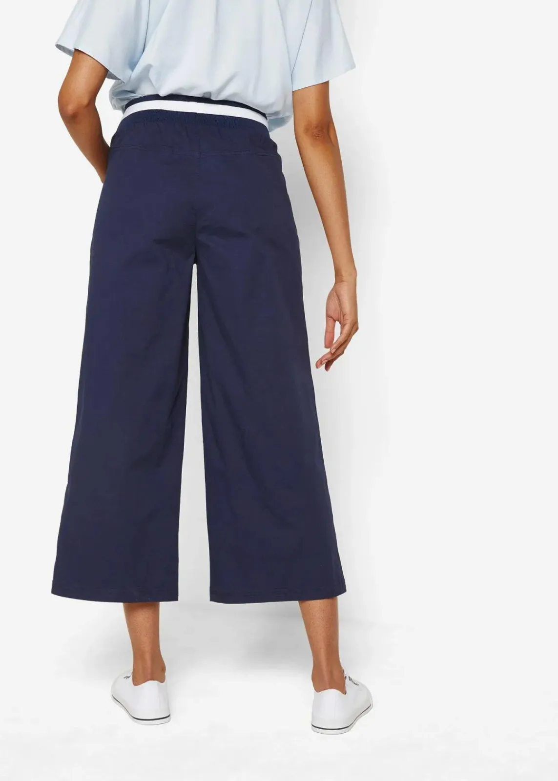 bonprix Hosen^Baumwoll Papertouch- Culotte mit Bequembund dunkelblau