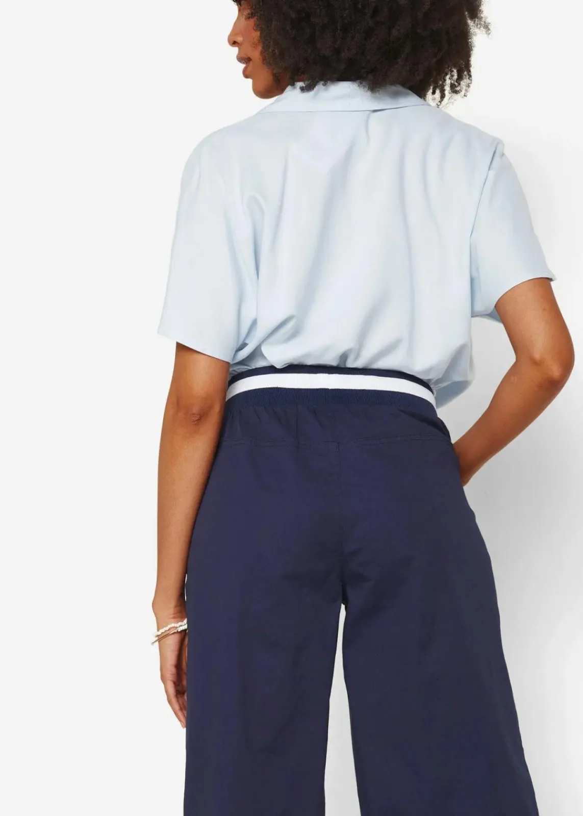 bonprix Hosen^Baumwoll Papertouch- Culotte mit Bequembund dunkelblau