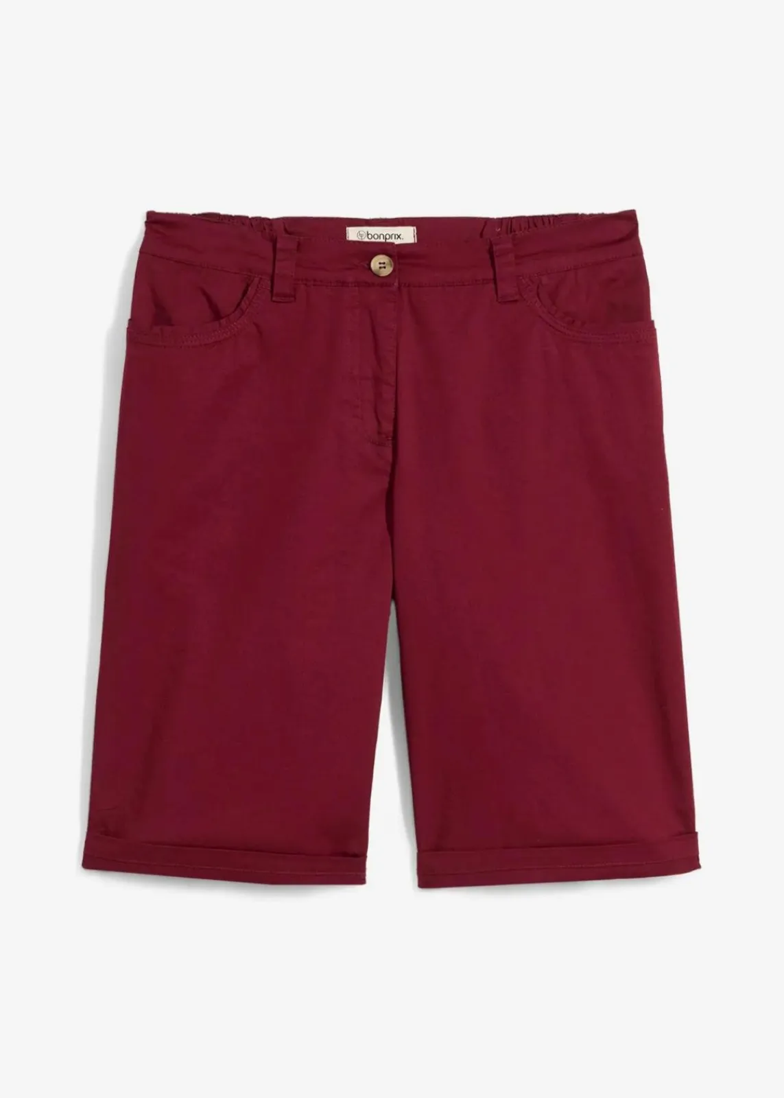 bonprix Hosen|Shorts^Baumwoll Papertouch-Bermuda mit Bequembund ahornrot
