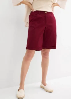 bonprix Hosen|Shorts^Baumwoll Papertouch-Bermuda mit Bequembund ahornrot