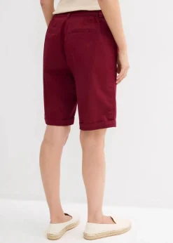bonprix Hosen|Shorts^Baumwoll Papertouch-Bermuda mit Bequembund ahornrot
