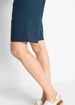 bonprix Bekleidung·Outdoorbekleidung|Bekleidung·Kleider^Baumwoll Papertouch-Bermuda mit Bequembund dunkelblau