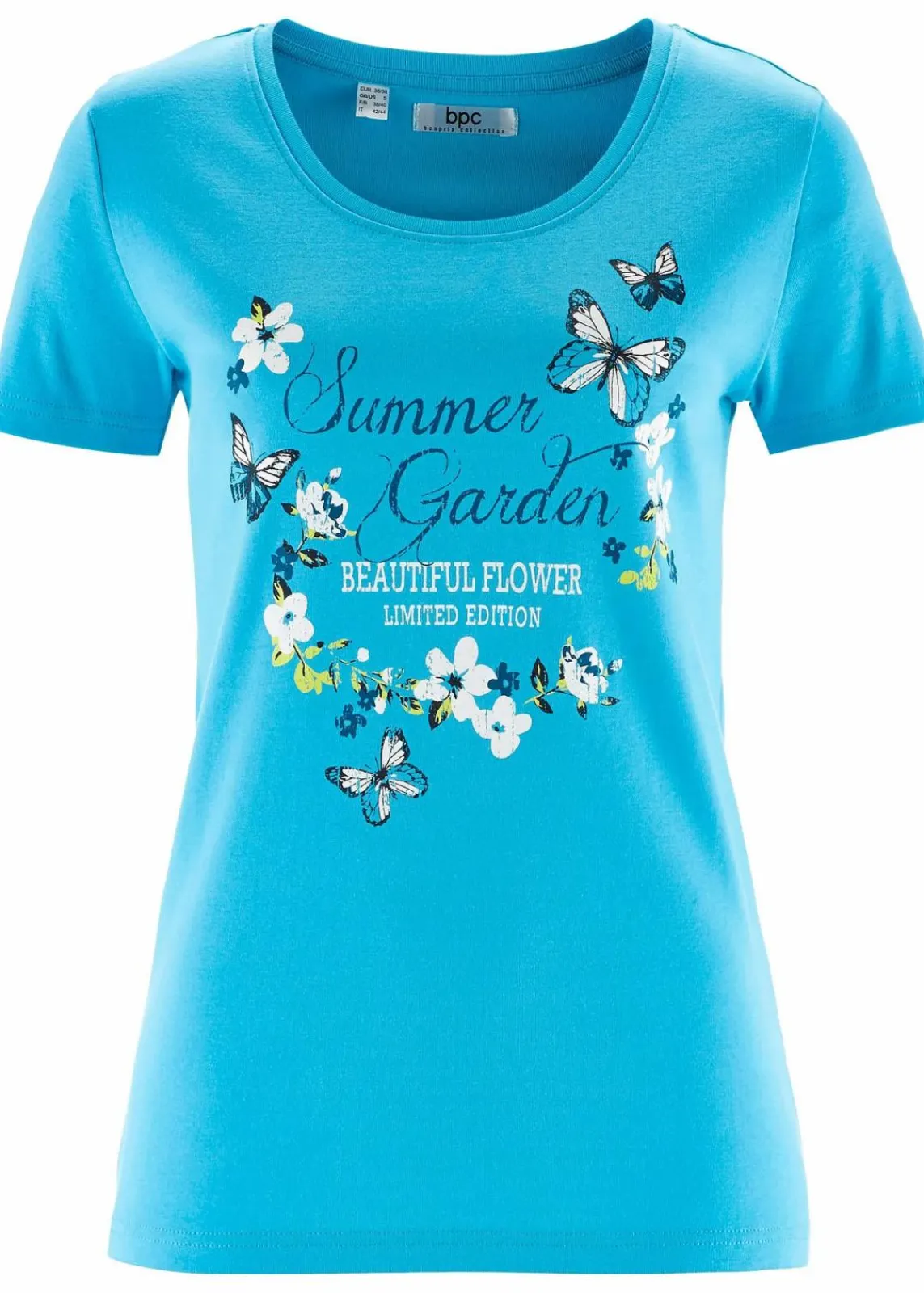 bonprix Shirts & Tops|Nachhaltigere Materialien^Baumwoll Shirt, Kurzarm karibikblau bedruckt