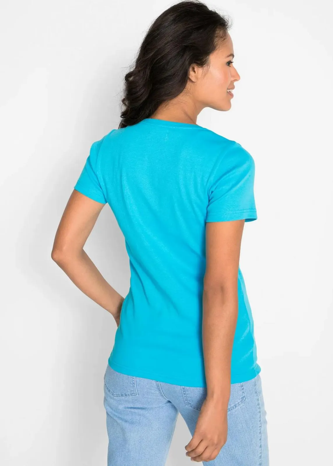 bonprix Shirts & Tops|Nachhaltigere Materialien^Baumwoll Shirt, Kurzarm karibikblau bedruckt