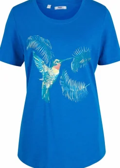 bonprix Shirts & Tops|Nachhaltigere Materialien^Baumwoll Shirt mit Druck azurblau bedruckt