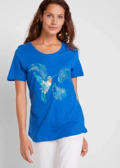 bonprix Shirts & Tops|Nachhaltigere Materialien^Baumwoll Shirt mit Druck azurblau bedruckt