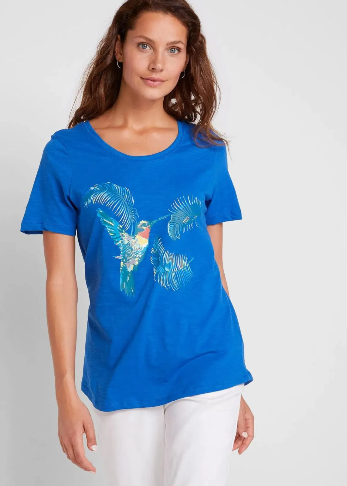 bonprix Shirts & Tops|Nachhaltigere Materialien^Baumwoll Shirt mit Druck azurblau bedruckt