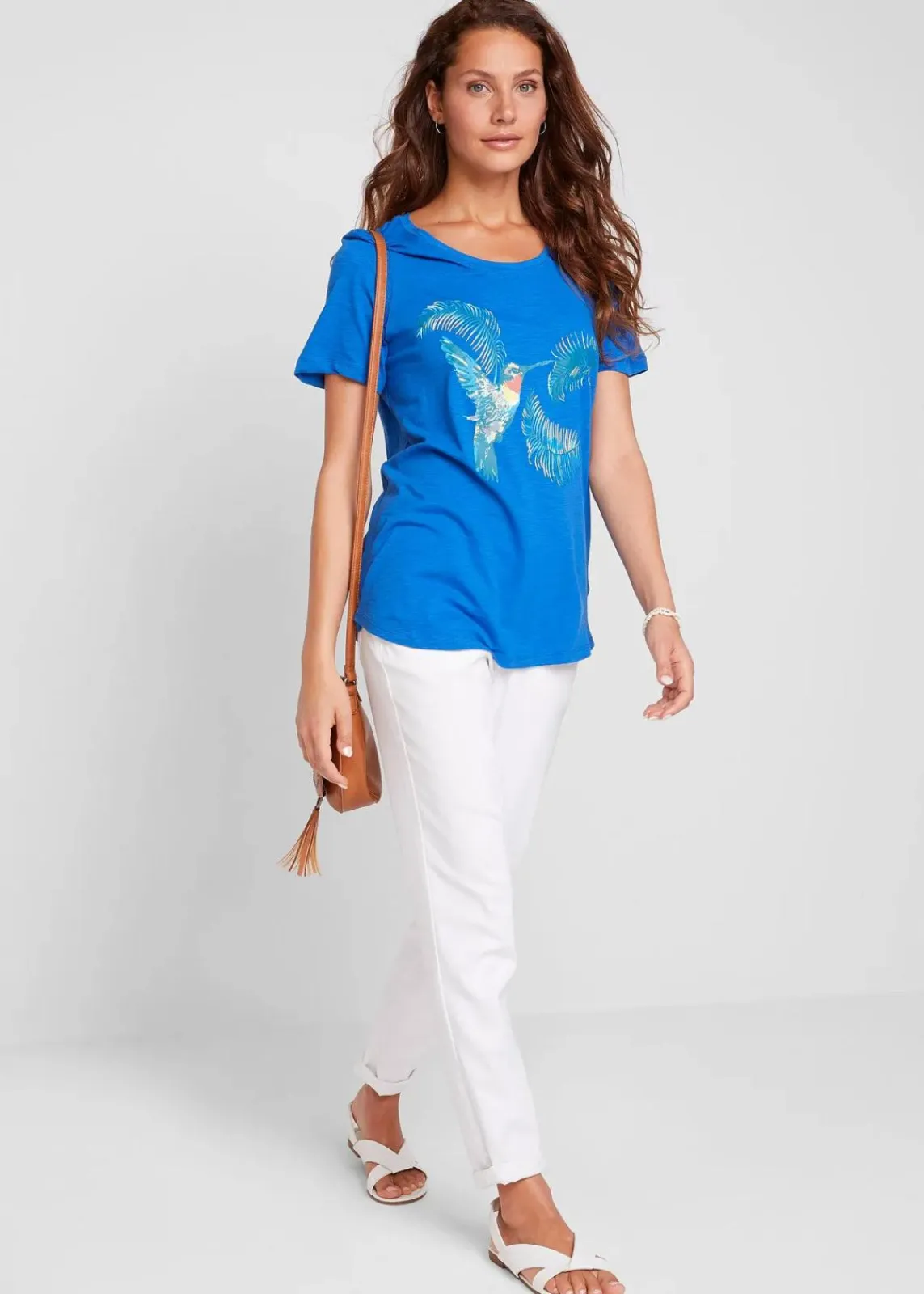 bonprix Shirts & Tops|Nachhaltigere Materialien^Baumwoll Shirt mit Druck azurblau bedruckt