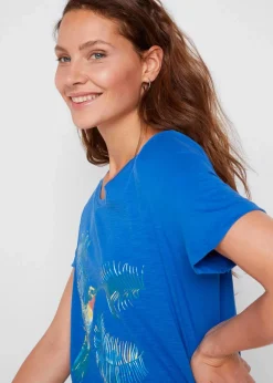bonprix Shirts & Tops|Nachhaltigere Materialien^Baumwoll Shirt mit Druck azurblau bedruckt