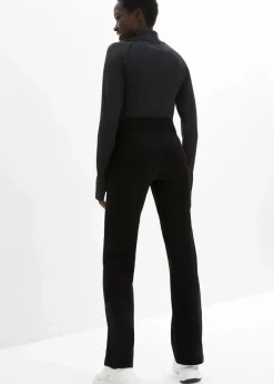 bonprix Hosen|Sportbekleidung^Baumwoll Sporthose mit Stretch, Bootcut schwarz/zitronengelb