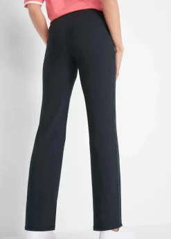 bonprix Hosen|Sportbekleidung^Baumwoll Sporthose mit Stretch, Bootcut schwarz/enzianblau