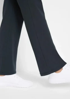 bonprix Hosen|Sportbekleidung^Baumwoll Sporthose mit Stretch, Bootcut schwarz/enzianblau