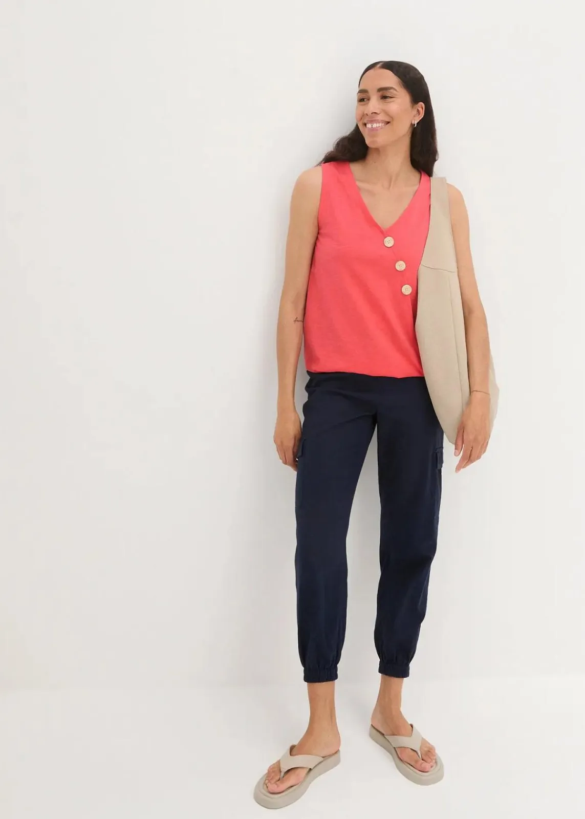 bonprix Bekleidung·Jacken & Mäntel|Blusen & Tuniken^Baumwoll Top in Wickeloptik mit Gummibund hummer