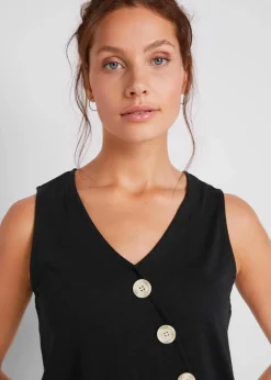 bonprix Nachhaltigere Materialien|Shirts & Tops^Baumwoll Top in Wickeloptik mit Gummibund schwarz