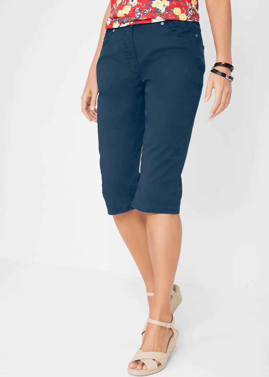 bonprix Bekleidung·Outdoorbekleidung|Bekleidung·Kleider^Baumwoll-Bermuda mit Bequembund dunkelblau
