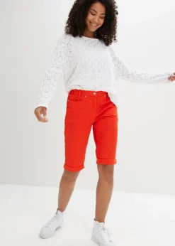 bonprix Hosen|Shorts^Baumwoll-Bermuda mit Bequembund paprikarot