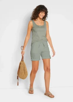 bonprix Bekleidung·Outdoorbekleidung|Bekleidung·Kleider^Baumwoll-Bermuda mit Gummibund seegras