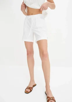 bonprix Hosen|Shorts^Baumwoll-Bermuda mit Gummibund weiß