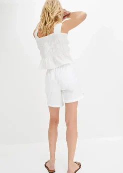 bonprix Hosen|Shorts^Baumwoll-Bermuda mit Gummibund weiß