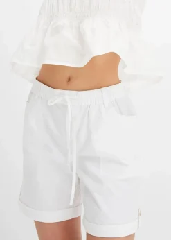 bonprix Hosen|Shorts^Baumwoll-Bermuda mit Gummibund weiß