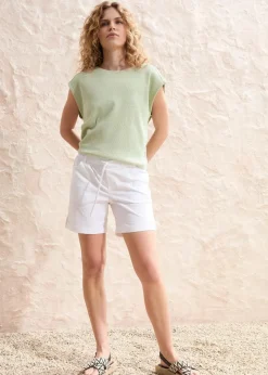 bonprix Hosen|Shorts^Baumwoll-Bermuda mit Gummibund weiß