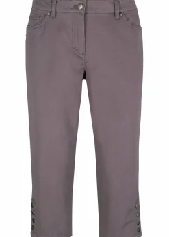 bonprix Bekleidung·Kleider|Hosen^Baumwoll-Capri-Hose mit Bequembund und Knöpfen schiefergrau