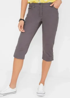 bonprix Bekleidung·Kleider|Hosen^Baumwoll-Capri-Hose mit Bequembund und Knöpfen schiefergrau