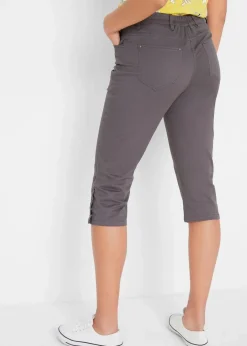 bonprix Bekleidung·Kleider|Hosen^Baumwoll-Capri-Hose mit Bequembund und Knöpfen schiefergrau