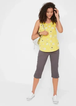 bonprix Bekleidung·Kleider|Hosen^Baumwoll-Capri-Hose mit Bequembund und Knöpfen schiefergrau